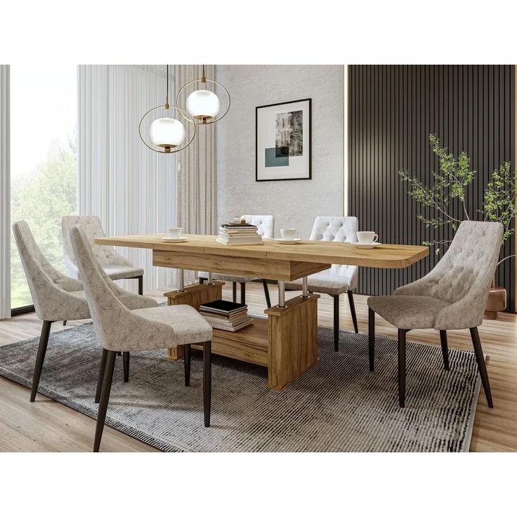designimpex Couchtisch Design DA-555 Schublade höhenverstellbar ausziehbar 120/200 cm Tisch, Funktionstisch, Wohnzimmertisch, Tisch, Esstisch, Sofatisch, Schublade – Bild 1