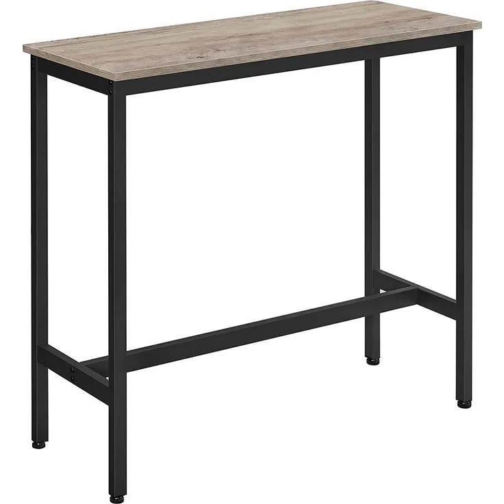 VASAGLE Bartisch, Küchentisch, Küchentresen, rechteckiger Stehtisch, stabiles Metallgestell, 100 x 40 x 90 cm, einfacher Aufbau, schmal, Industrie-Design, Greige-schwarz LBT010B02