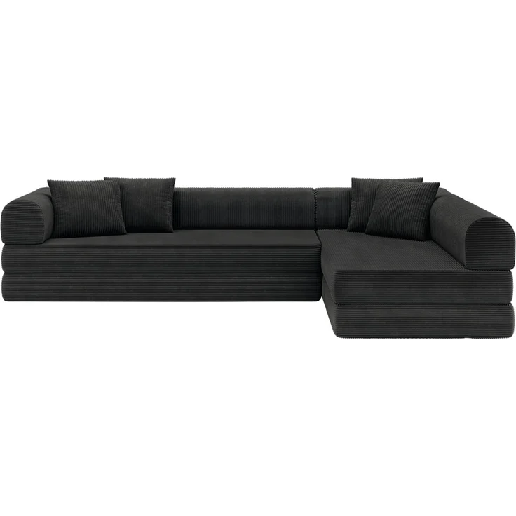 skølm 'Lofn' Modulares Sofa 4 Sitzer, 300x200 cm, Vollschaumcouch mit Metallgestell, Cord schwarz, Schlafsofa vakuumverpackt, kein Aufbau erforderlich – Bild 14
