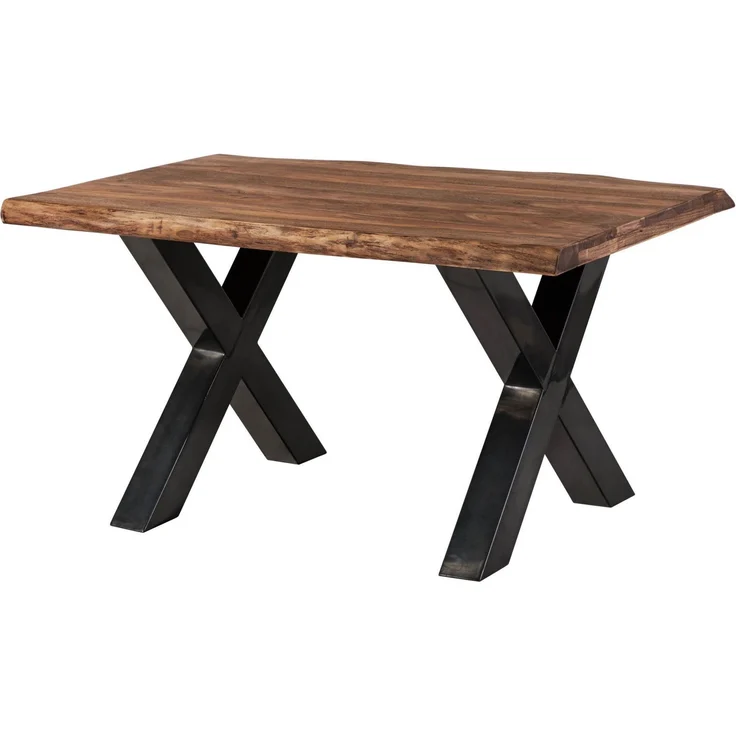 Baumtisch Sheesham 160x90x77 grau gebeizt / X-Beine anthrazit glänzend FREEFORM 5 – Bild 10