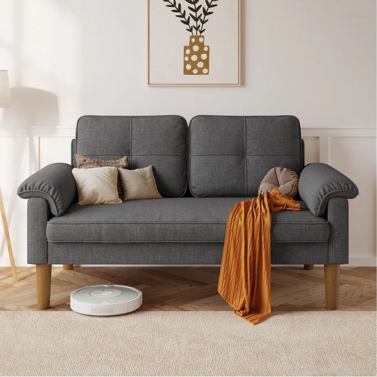 Bealife 2-Sitzer Kleine Couch, mit Armlehne und Seitentasche, 144 x 77 x 77 cm – Bild 2