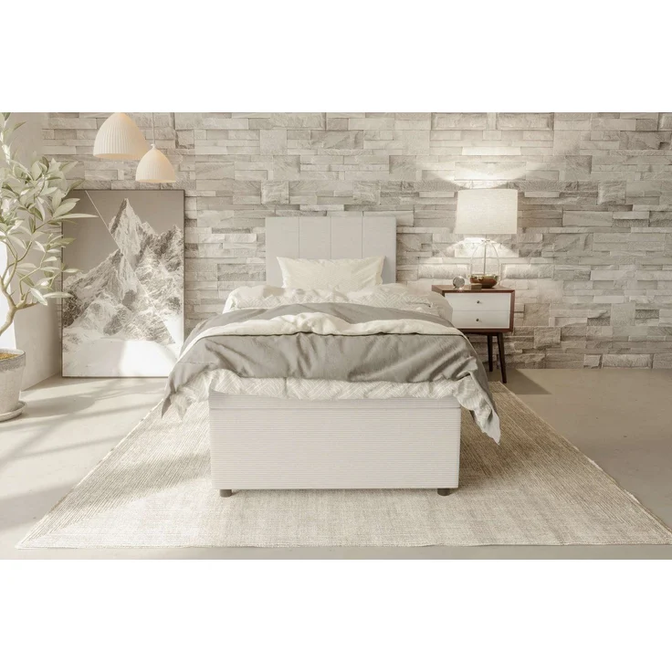 99rooms Kira Mini Boxspringbett Cordstoff POSO Greige 120x200 cm – Bild 1