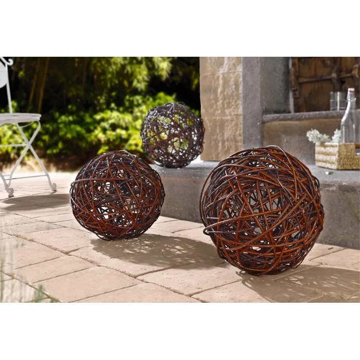 Kugel Deko Kugel Naturweide braun Holz Gartendeko Gartenfigur Skulpturen Garten