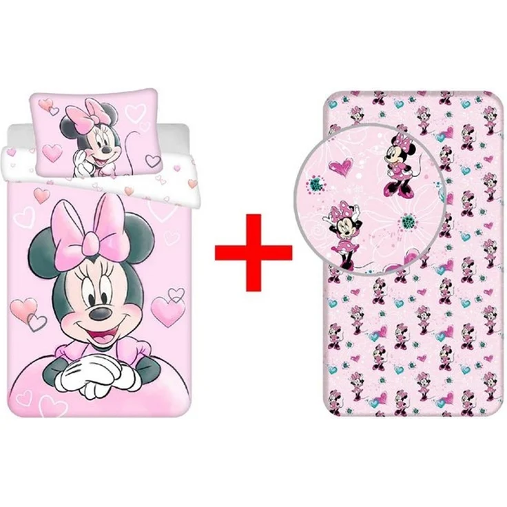 Disney Kinderbettwäsche Disney Minnie Maus Kinderbettwäsche 100x135 cm + Spannbettlaken, Renforcé, 2 teilig – Bild 4