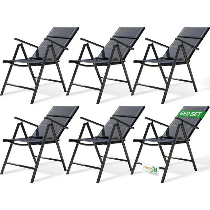 ONDIS24 Gartenstuhl Hochlehner Aluminium Klappsessel Vinoro Deluxe Gartensessel (6 St), UV-beständig – Bild 1
