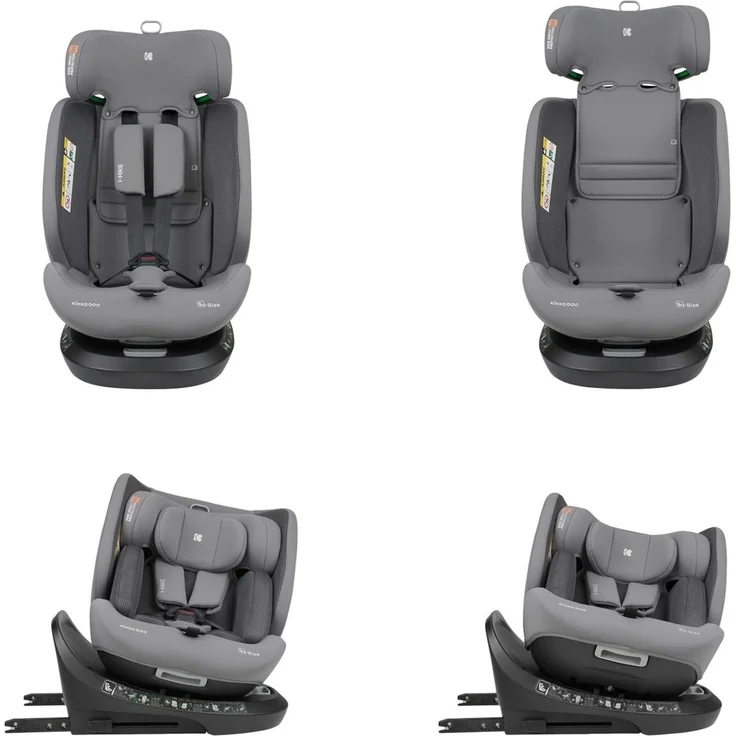 Kikkaboo i-Size Kindersitz i-Hike (40-150 cm) Isofix, 360° drehbar, verstellbar grau/hellgrau – Bild 3