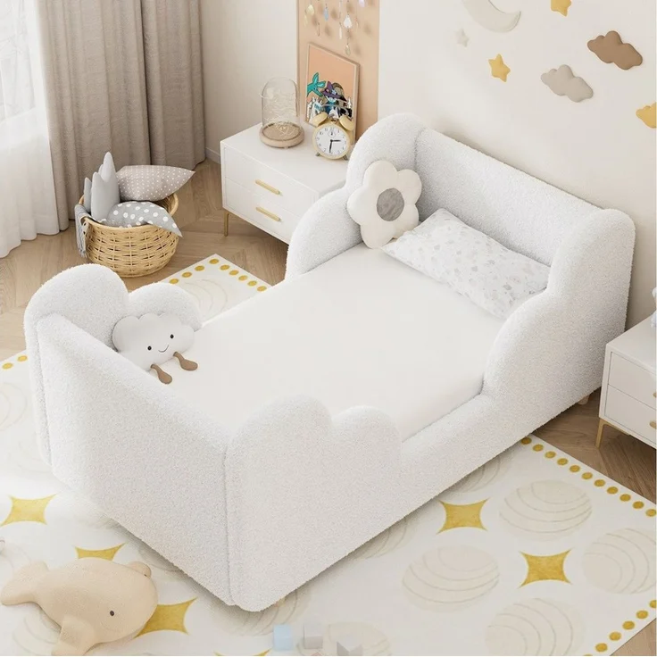 Meulbaty Kinderbett mit weichem Bodenbettgestell, extra breites Sicherheitsbett (1-tlg), für Mädchen und Jungen, ohne Matratze, 140 x 70 cm – Bild 1