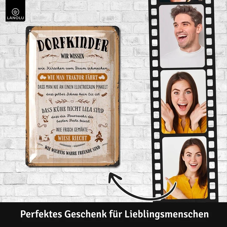 LANOLU Blechschild Dorfkinder Wissen - 20x30cm – Metall – Mehrfarbig – 20213 – Bild 3