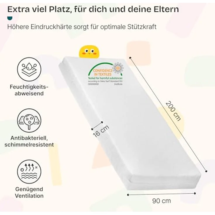 Hausbett Hesel, Kinderbett, Lattenrost und Matratze, Holzoptik, 90x200 cm – Bild 4