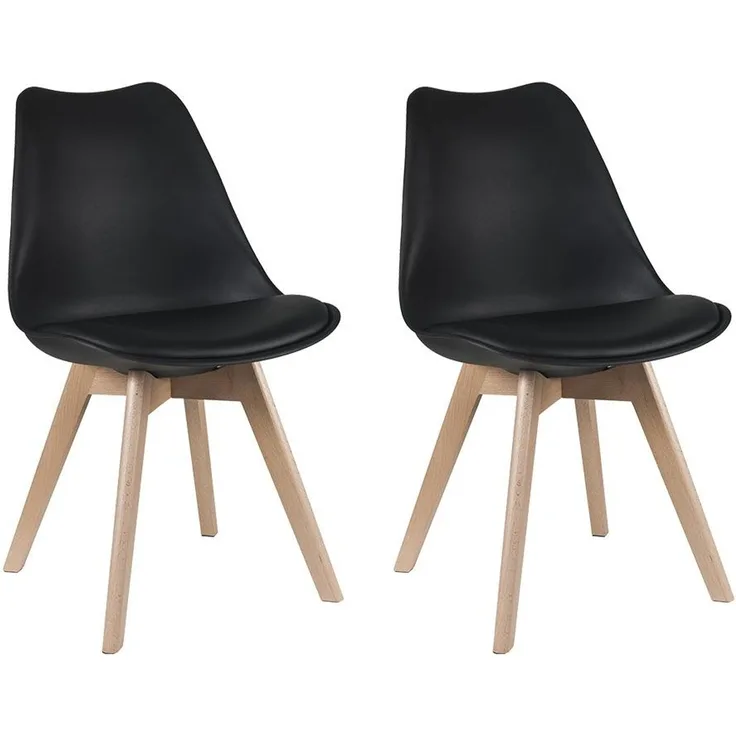 Vente-unique 'JODY' Stuhl 2er-Set, Polypropylen, Schwarz, Natur, 2