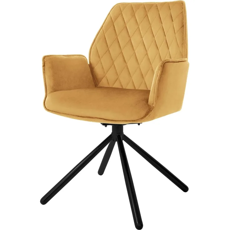 ML-DESIGN Stuhl Drehstuhl mit Armlehne & Rückenlehne Ergonomische mit Metallbeine (1 St), Armlehnstuhl Gelb aus Samt 180° Drehbar ergonomische Sessel