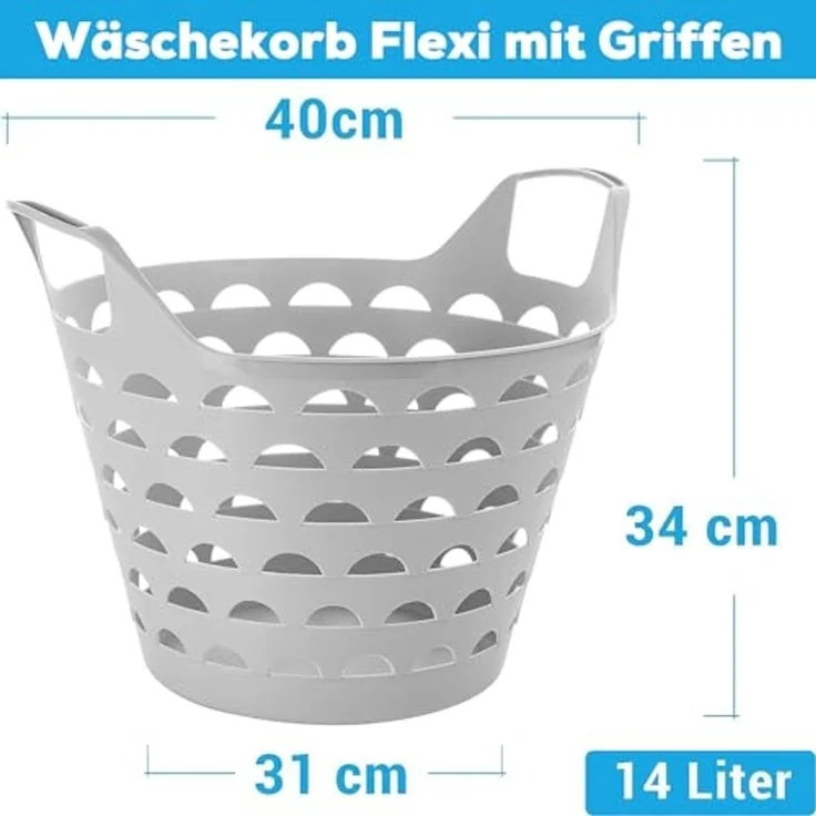 Centi Wäschewanne Flexi Wäschekorb mit Griffen, robust, bunt, vielseitig (3er-Set), Waschschüssel mit Griffen – Bild 2