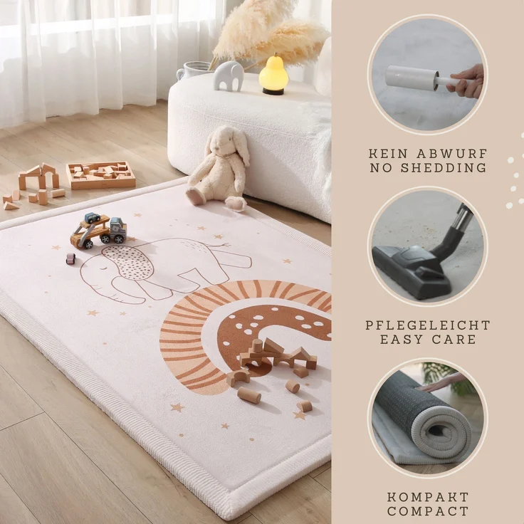 Wolkenweiche Spielmatte Baby 170x120x2,5cm – Kinderzimmer Teppich mit hochwertigem Memory-Schaum – Krabbelmatte Baby mit Rutschfester Unterseite – Krabbeldecke, Kinderteppich, Tatami Matte – Bild 5