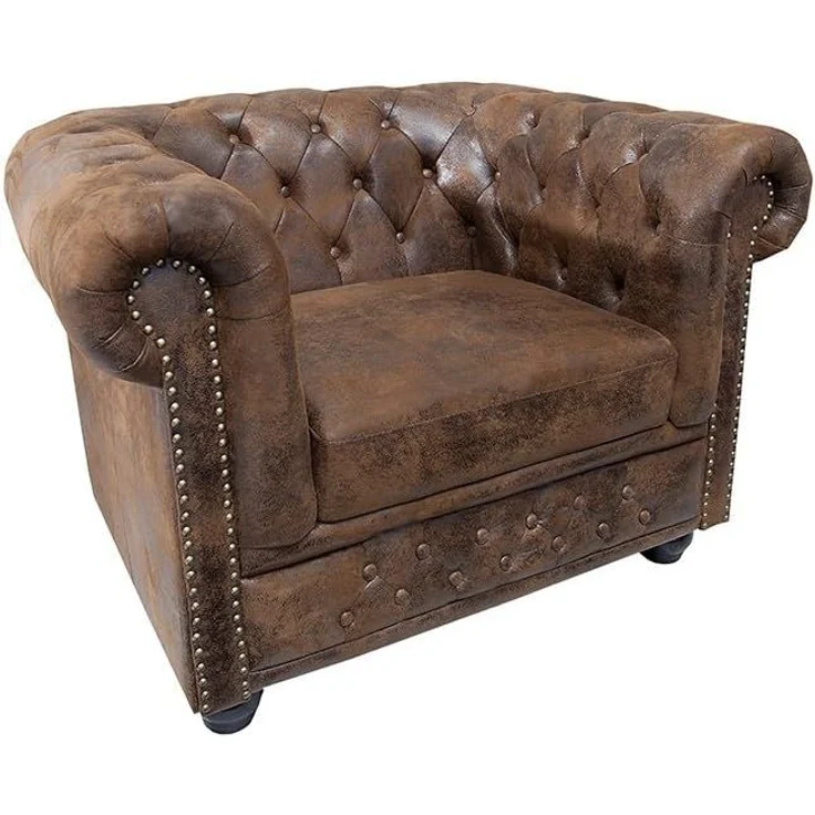 riess-ambiente Sessel CHESTERFIELD 110cm antik braun (Einzelartikel, 1-St), Wohnzimmer · Microfaser · mit Armlehne · Federkern – Bild 8