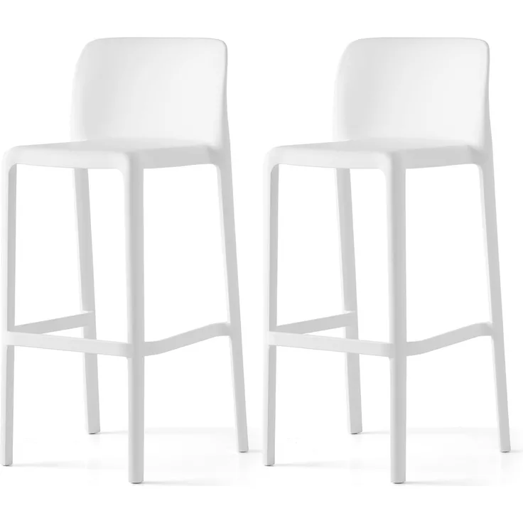 Connubia, Bayo Hocker aus recyceltem Polypropylen, 100% Weiß, matt, 2 Stück