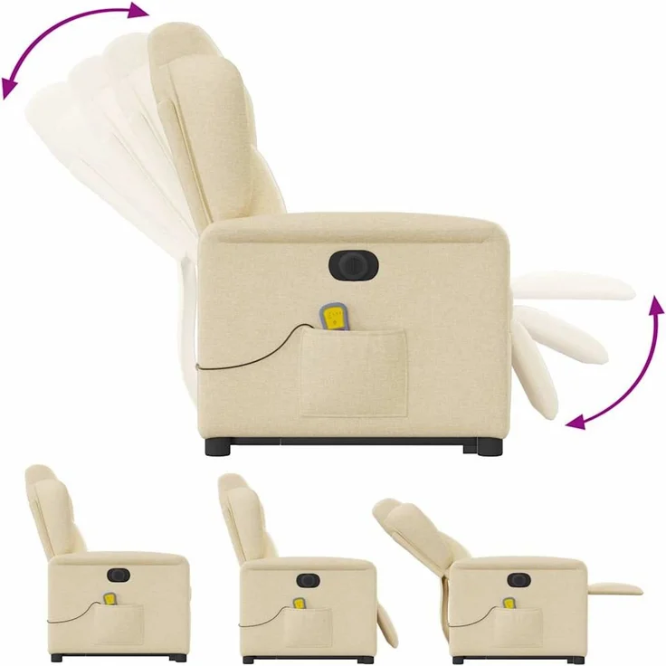 vidaXL Elektrischer Massagesessel mit Aufstehhilfe Creme Stoff 3303172 – Bild 9