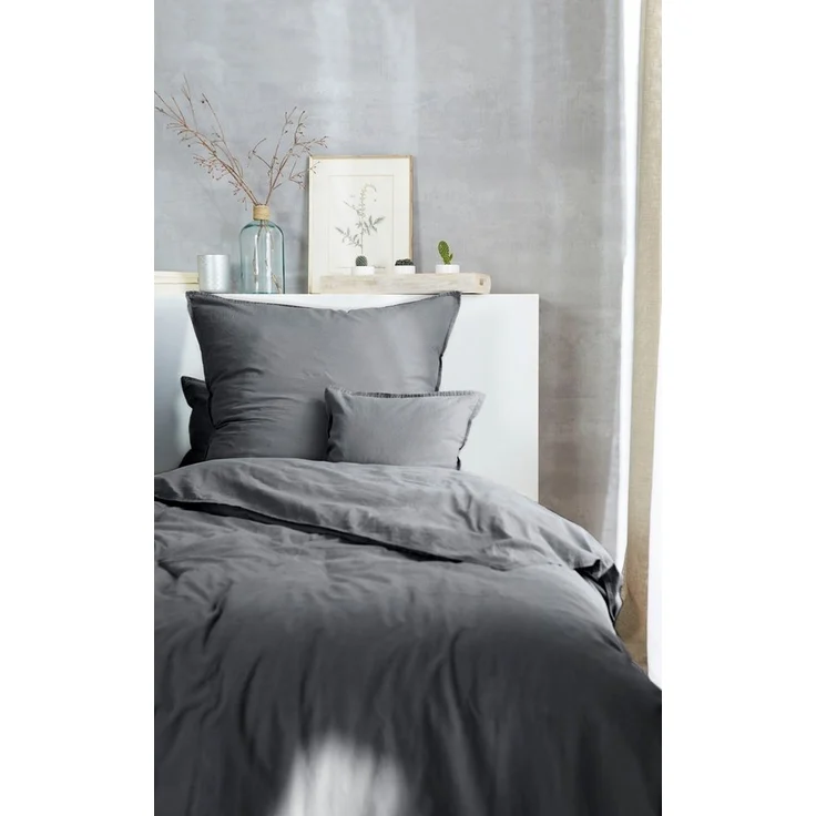 Hahn Renforce Bettwäsche 200x200 stonewashed grau anthrazit 123061-888 – Bild 2