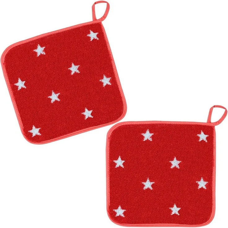 Kracht Topflappen Sternchen, (Set, 2-tlg, 2-teilig), 2er Set Topflappen, Baumwoll Frottier, ca. 22x22 cm – Bild 3