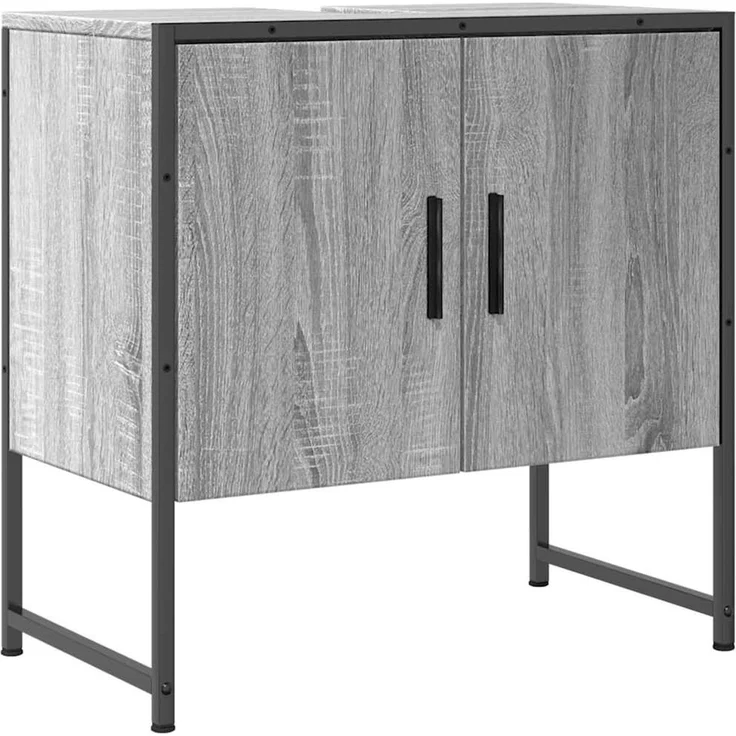 Waschbeckenunterschrank, Badschrank, Unterschrank Grau Sonoma 60x33x60 cm Holzwerkstoff j143p – Bild 1