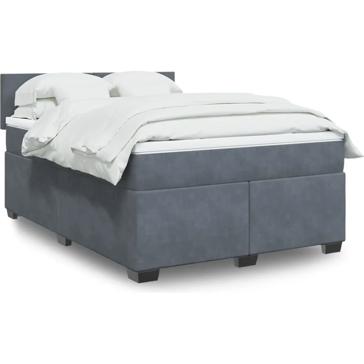 vidaXL Boxspringbett mit Matratze Dunkelgrau 140x190 cm Samt 3288601 – Bild 1