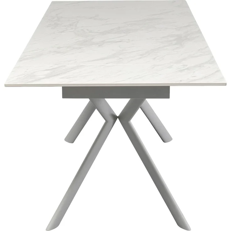 Kare Design Tisch Xenia, Weiß, Ausziehtisch, Pflegeleicht, von 140cm bis 200cm auziehbar, 4-8 Personen, Esszimmertisch, lackierte Steinplatte, 76 x 140 x 80 cm (H/B/T) – Bild 5