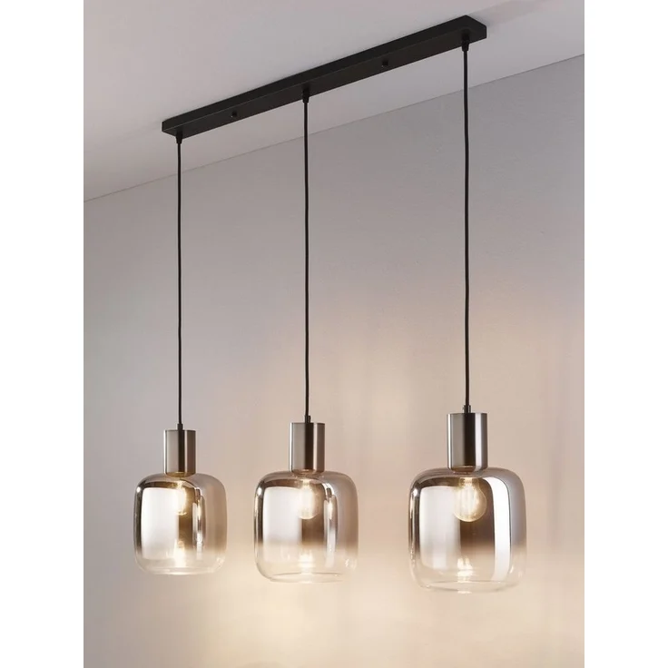 casa NOVA Pendelleuchte SVENJA, 3-flammig, Schwarz, Metall, Rauchglas, ohne Leuchtmittel, Hängeleuchte, Hängelampe – Bild 2
