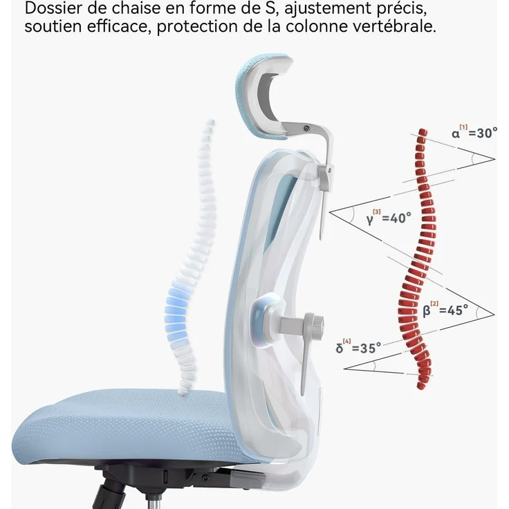 SIHOO M18 Bürostuhl ergonomisch mit Verstellbarer Kopfstütze und – Bild 7
