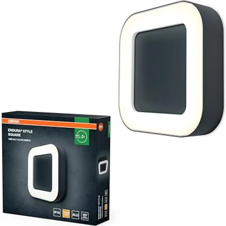 Osram ENDURA Style Square quadratische Outdoor-LED-Wand-/Deckenleuchte in Dunkelgrau aus Aluminium, energieeffizient, IP44-Schutz, für Terrasse und Balkon – Bild 4