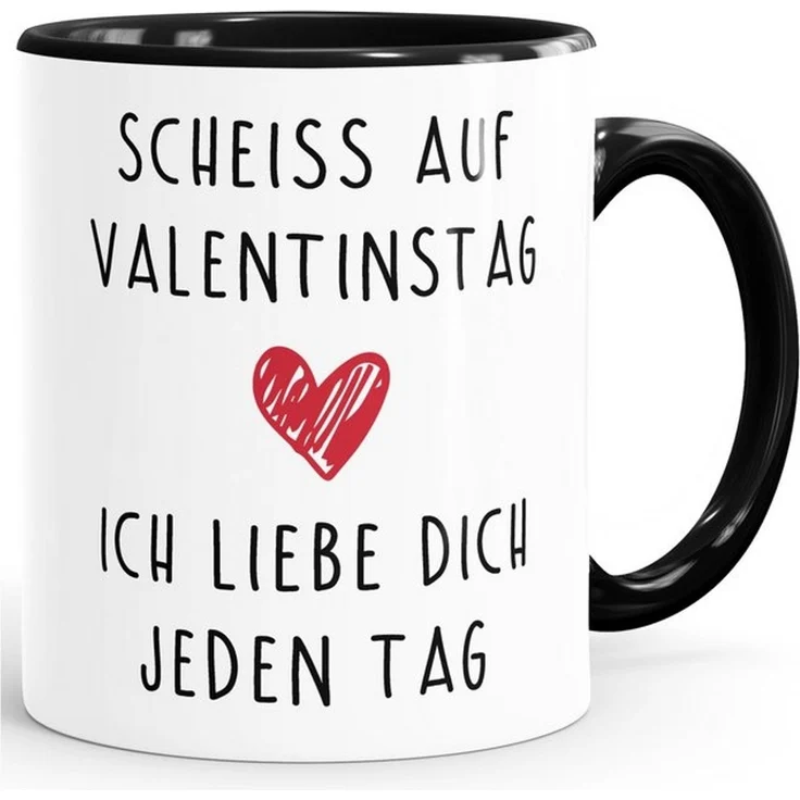 MoonWorks Tasse Kaffee-Tasse Scheiß auf Valentinstag Ich liebe dich jeden Tag, Keramik – Bild 4