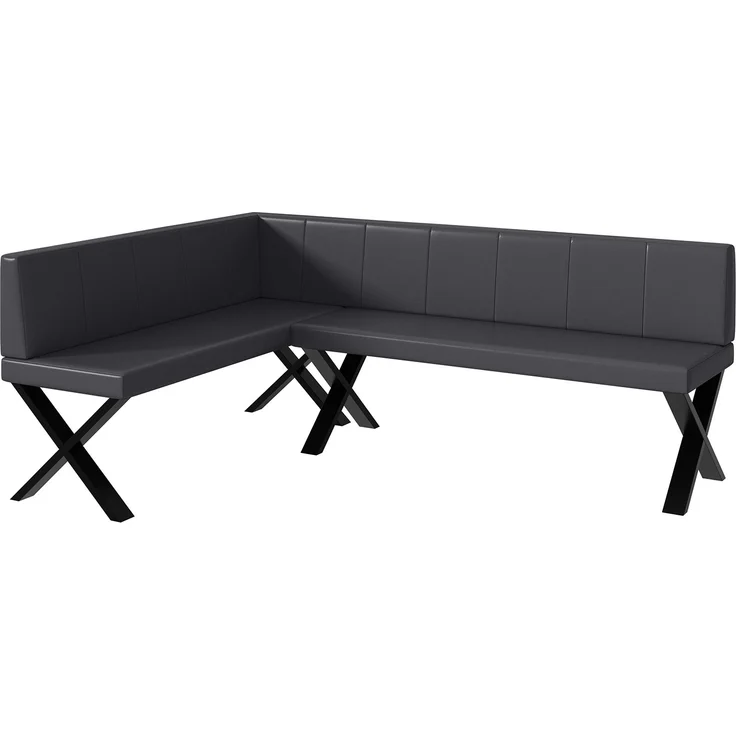 MEBLINI Eckbank für Esszimmer - Küchenbank - Essecke - Sitzecke Küche - PETER - X-Beine 142x196x87cm Links - Grau Kunstleder – Bild 1