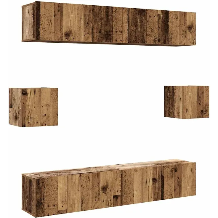 vidaXL 6-tlg. TV-Schrank-Set Wandmontage Altholz-Optik Holzwerkstoff 3328989