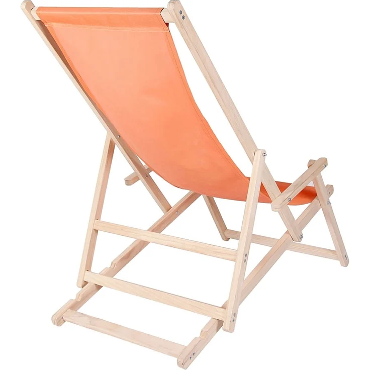 Sonnenliege Armlehne Orange Strand Campingstuhl Holz klappbar Faltsitz Balkon – Bild 4