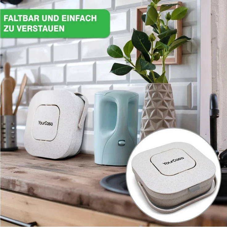 YourCasa Biomülleimer YourCasa® Biomülleimer Küche klein 4L nachhaltig mit Akivkohlefilter, Fassungsvermögen 4L, nachhaltige Materialien – Bild 3