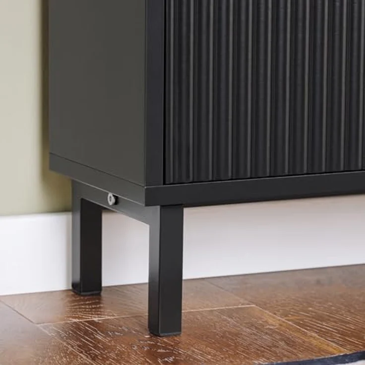 SoBuy Schuhschrank FSR177-Sch, Schuhkipper in Schwarz, Holzwerkstoff und Metall, 50x90x19 cm, 2 Klappen, mit Ablagefläche – Bild 7