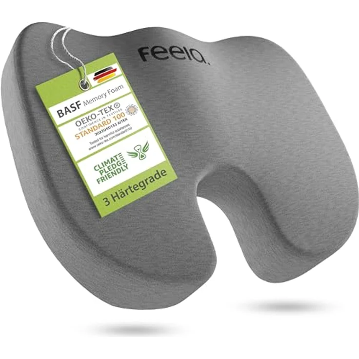 feela Sitzkissen Orthopädisches Auto-Sitzkissen – entlastet Rücken & Steißbein, Mehr Komfort auf langen Fahrten – fördert Haltung & entspanntes Sitzen – Bild 1