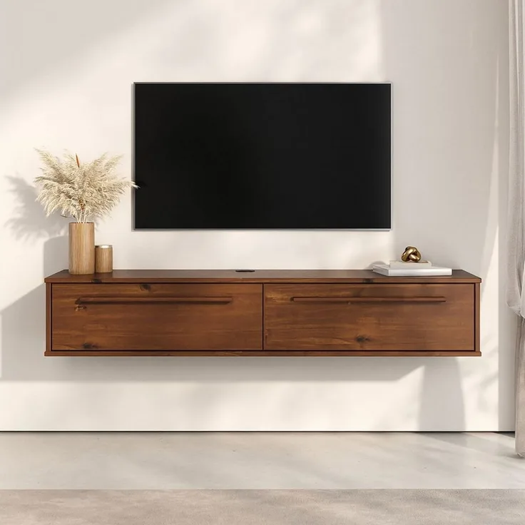 IDIMEX Lowboard TECCA, Sideboard mit 2 Türen aus Massivholz wandmontage Kastanie Finish