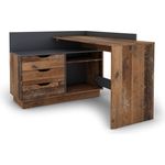 byLIVING Winkelschreibtisch BELFAST / Rechts oder Links montierbar / 3 Schubkästen / Old Wood-Optik - anthrazit /Bürotisch / Eckschreibtisch / Schreibtisch / B 129, H 83,5, T 105 cm