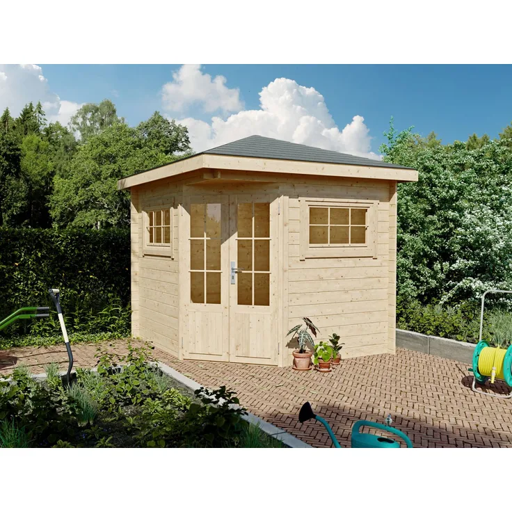Fjordholz 5-Eck Gartenhaus Modell Evelyn 2A Natur