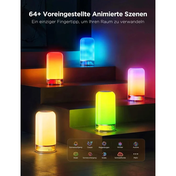 Govee Nachttischlampe Touch Dimmbar, LED Tischlampe RGBICWW, Steuerung von Alexa mit 64 Szenenmodi, 500 Lumen, Funktioniert mit Matter, 2700-6500k, für Wohnzimmer und Schlafzimmer – Bild 3