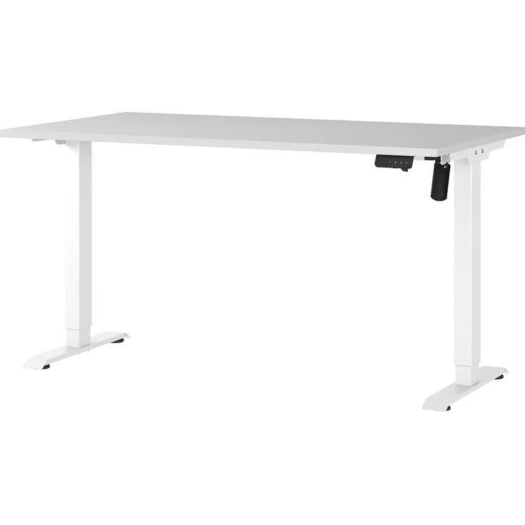 Germania Schreibtisch 8023-642, in Lichtgrau/Weiß, elektr. höhenverstellbar, 140 x 119 x 80 cm (BxHxT) – Bild 1