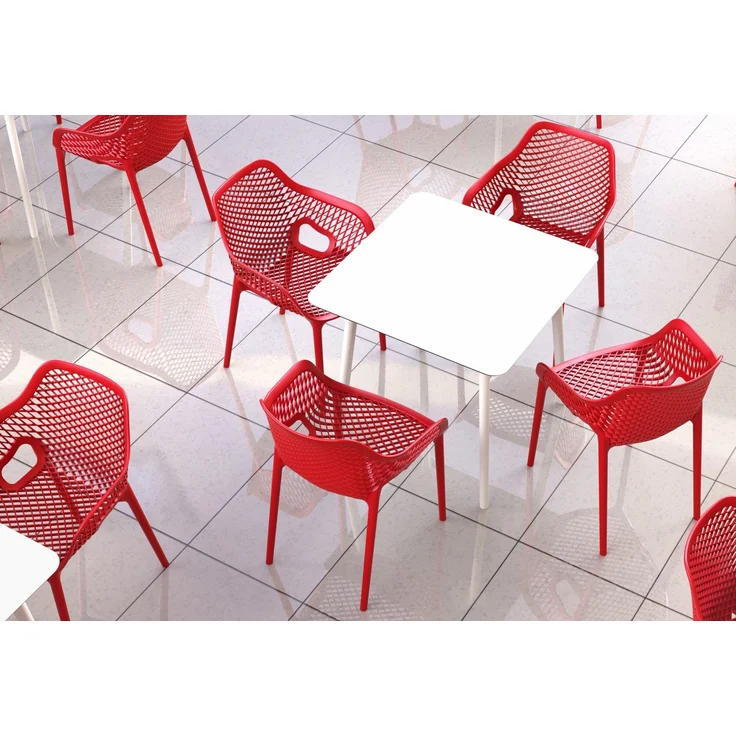 CLP Gartenstuhl Air XL 2er Set - Modernes Design, Kunststoff, Wetterfest, Stapelbar,rot – Bild 5