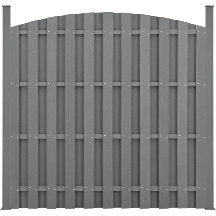 WPC Gartenzaun 185x193 cm Rund Grau neu. holz – Bild 2