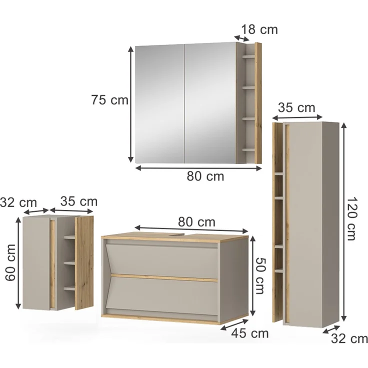 Badmöbel-Set Edelin Cashmere 4-teilig Vicco – Bild 2