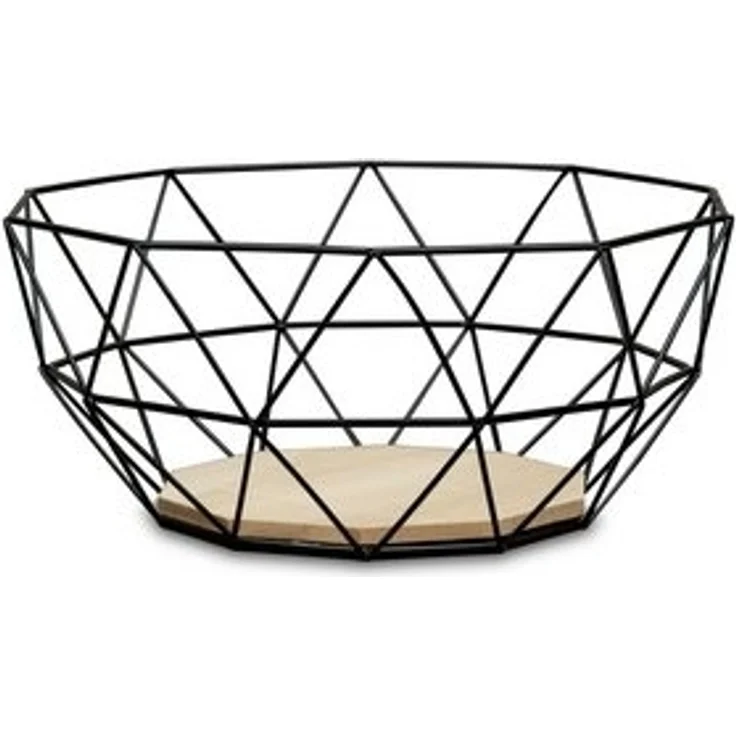 Levandeo® Dekoschale, Korb Metall Schwarz 26x12cm Modern Holz MDF Braun Schüssel Schale – Bild 6