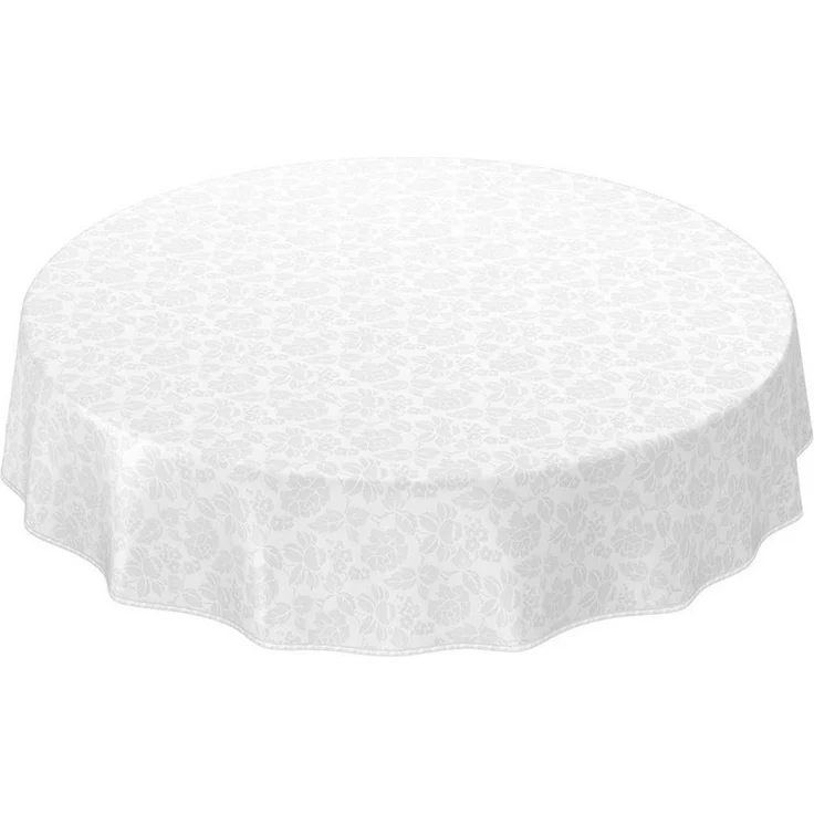 ANRO Tischdecke Wachstuchtischdecke Gartentischdecke Wachstischdecke (Einzelstück 1-tlg), Damast Rund 100cm wasserabweisend mit Saum – Bild 1