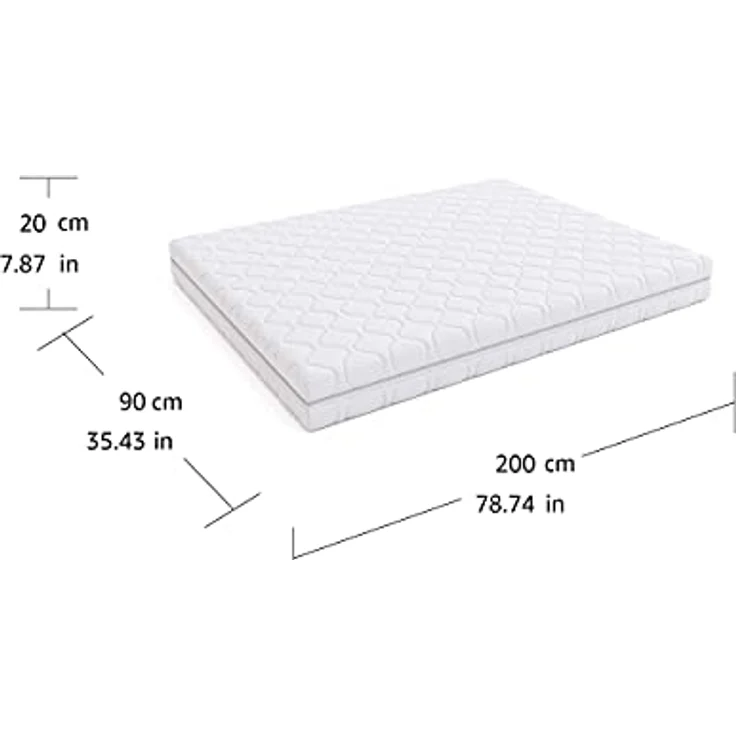 Amazon Basics Hochelastische Wendematratze, Mittel Fest (H3) und Fest (H4), 90 x 200 x 20 cm, Weiß – Bild 4