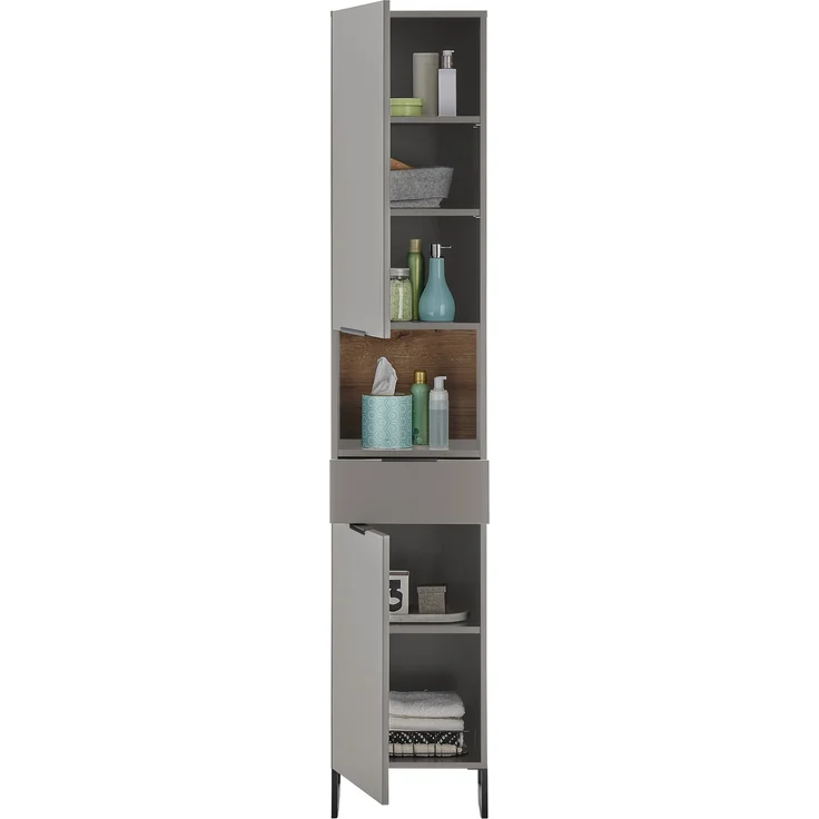 Badezimmer-Set >Denver< (3-tlg.) in grau matt / Evoke Eiche Dekor - 120x195x35 (BxHxT) – Bild 6