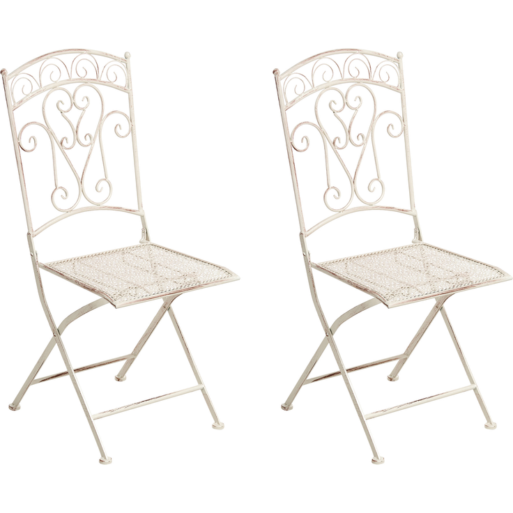 Beliani 'JUINA' Gartenstuhl 2er Set, klappbar, Metall hellbeige