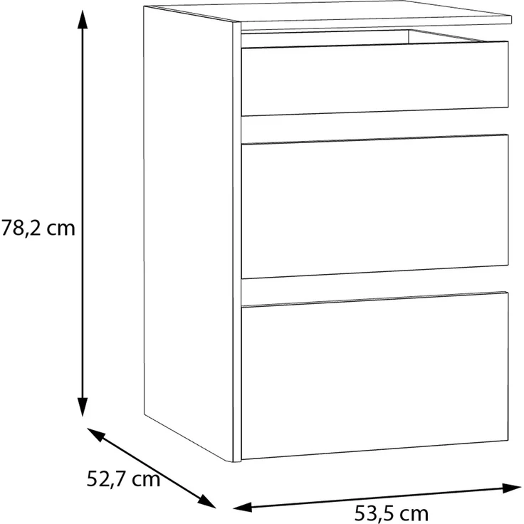 Forte SCHACH & MATT 2 Schubladenblock mit 3 Schubladen, Innenkommode für Kleiderschrank, Holzwerkstoff, Grau Textilnachbildung, 53,5 cm breit x 78,2 cm hoch x 52,7 cm tief – Bild 5