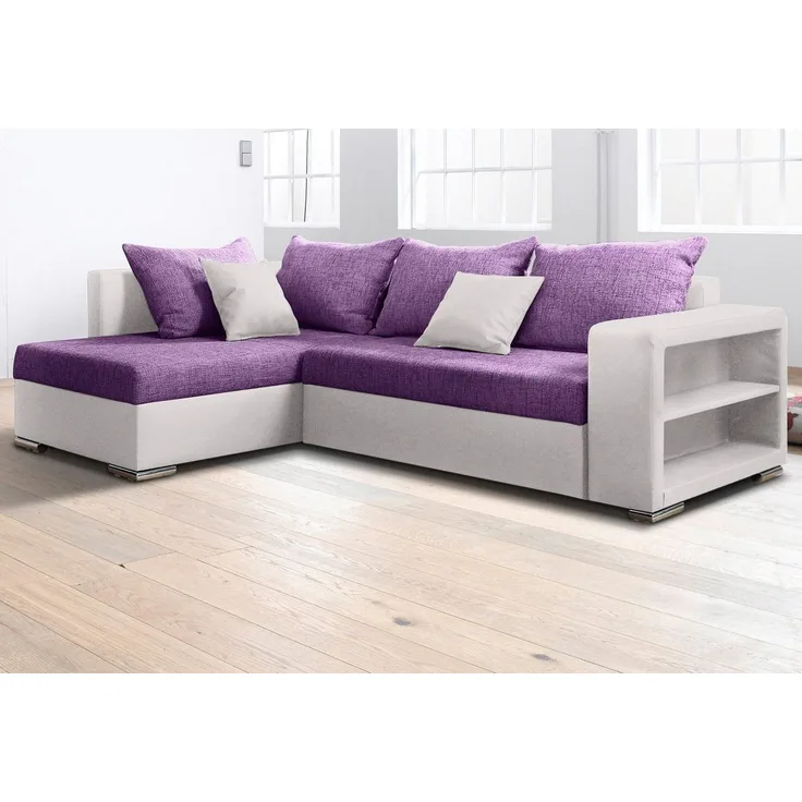 COLLECTION AB Ecksofa John L-Form, Regalarmlehne,Bettfunktion,Bettkasten,Ottomane beiseitig montierbar